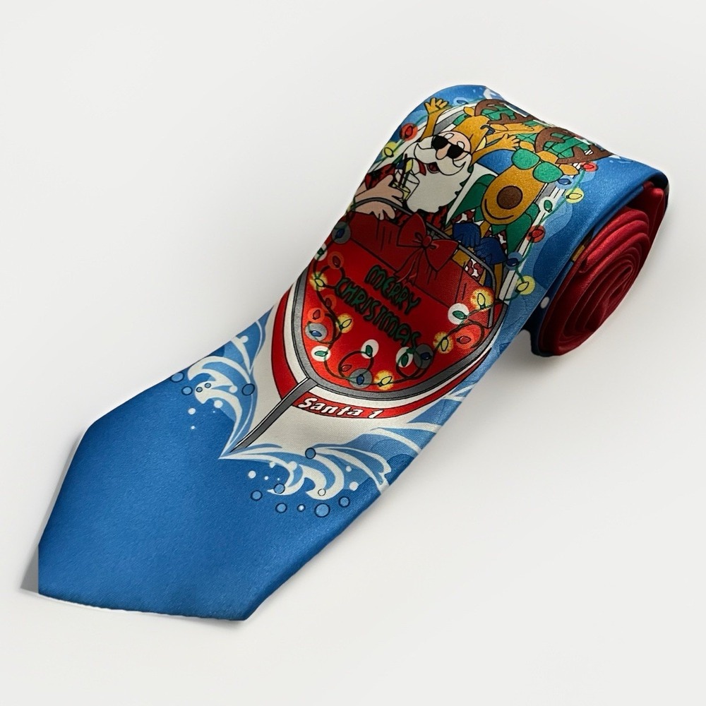 Christmas Men's Neck Tie Santa Speed‎ Boat Reindeer Skiing Holiday Traditions